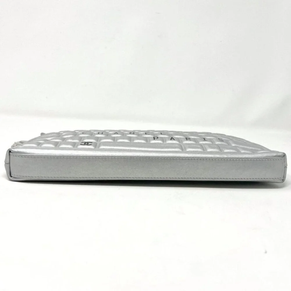 Chanel Silver Lambskin Clutch Keyboard Robot‎ Charm Karl Lagerfeld 2017 Bag